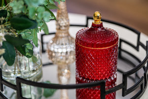 GEO Cut Glass Jar - Royal Red