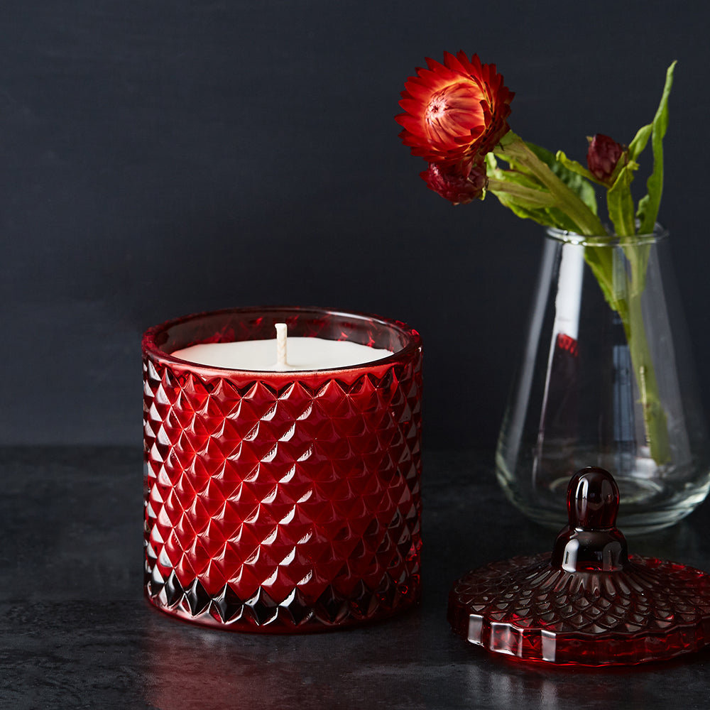 GEO Cut Glass Jar - Red - Kandili